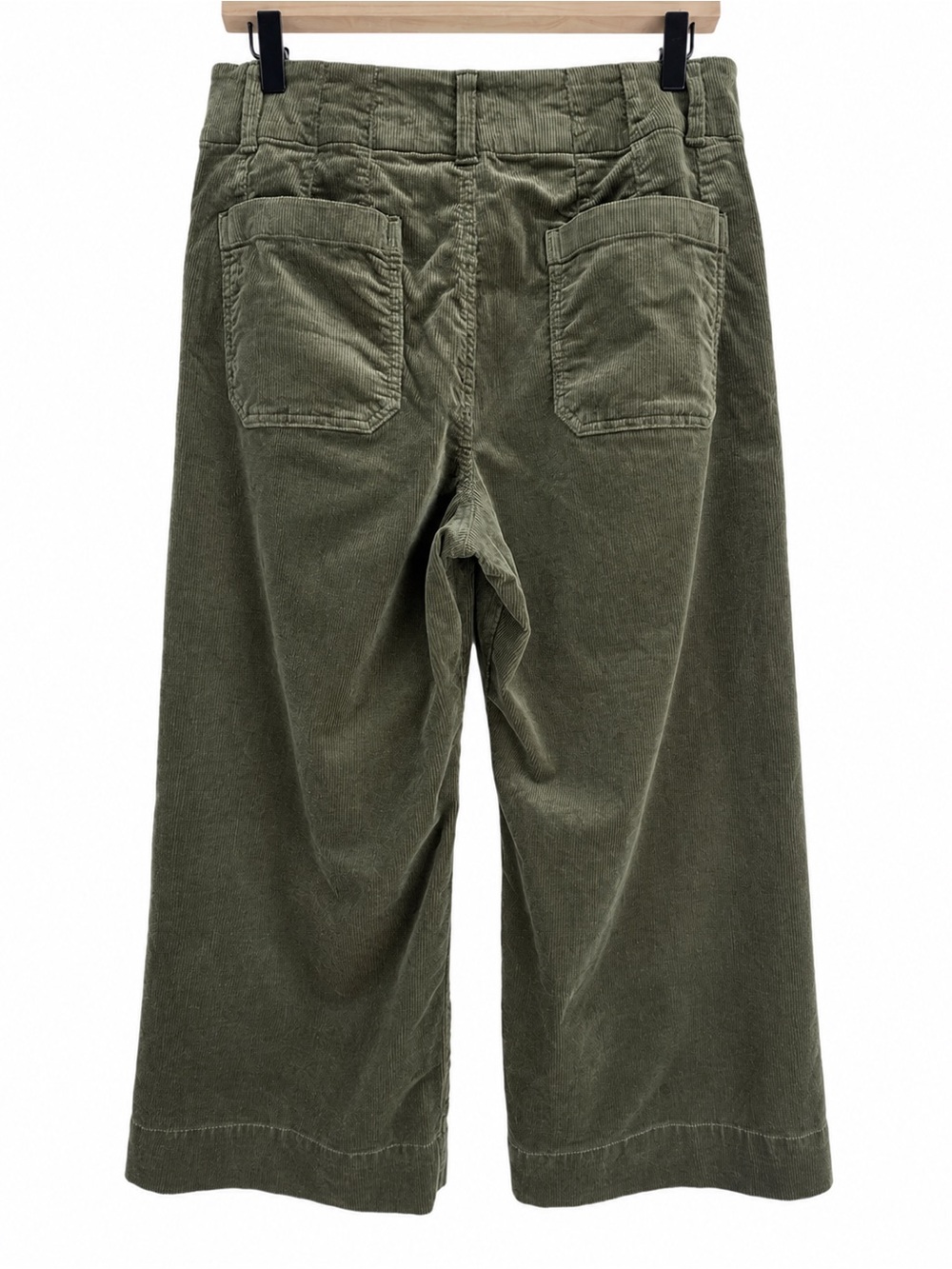 Maeve The Colette Wide Leg High Rise Cropped Corduroy Pants Olive Size 31 - Picture 2 of 9